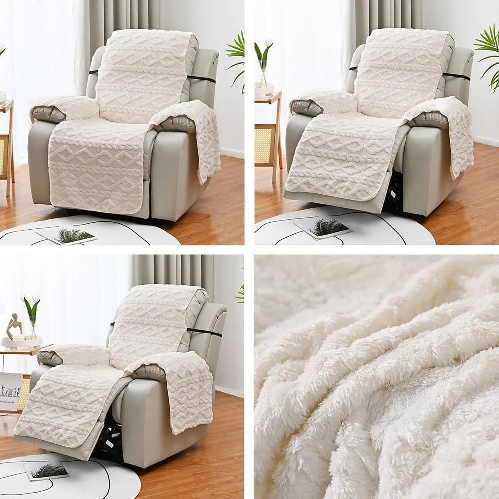Konsilsa Thick Plus Velvet Recliner & Massage Chair 1 Seat Slipcover Set Furniture Protector for Cushions, Perfect for Couch Recliners & Armchairs (Color : A)