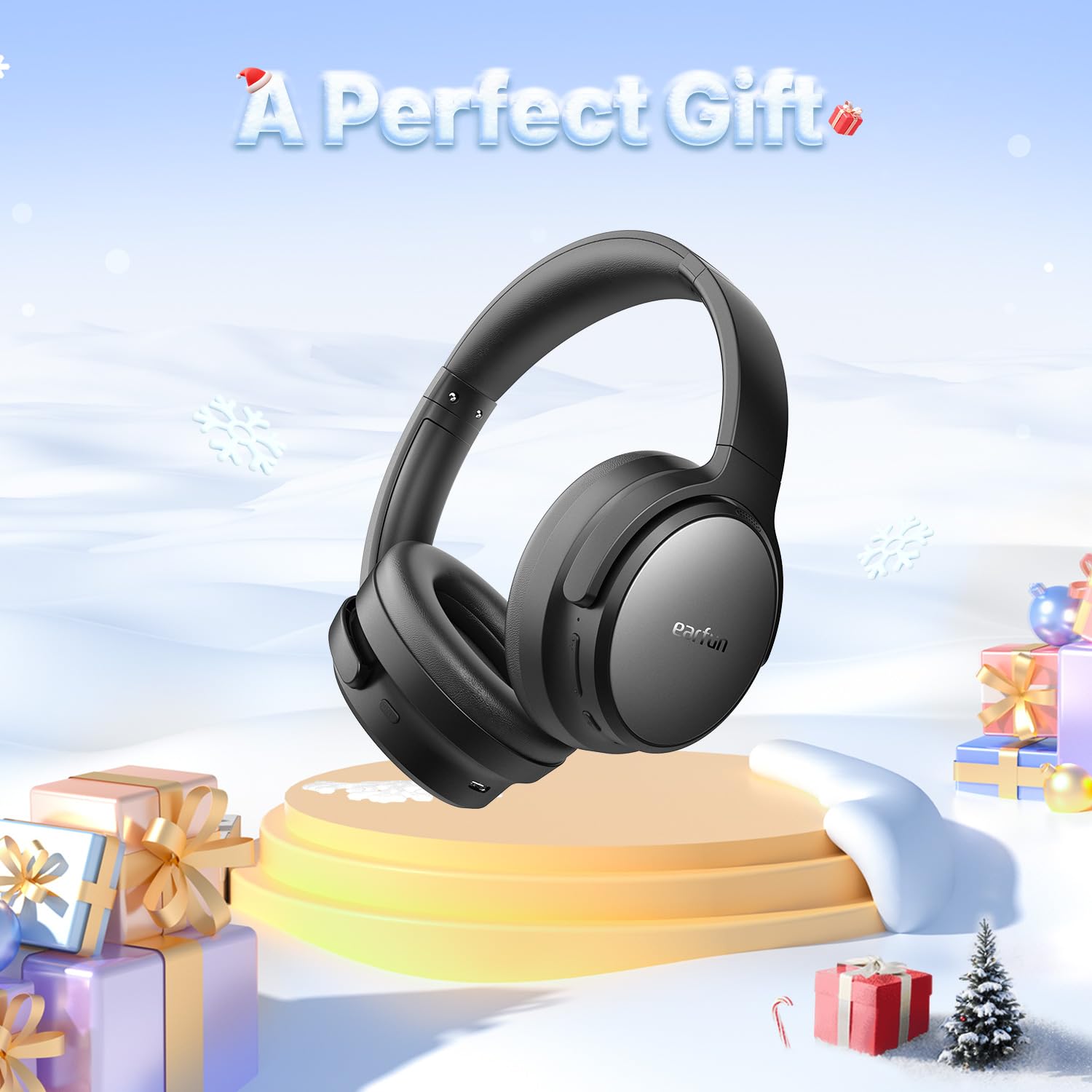 EarFun Tune Pro Cuffie Wireless Bluetooth, Over-Ear Cancellazione Rumore | Doppio Driver, Bassi Profondi, Hi-Res Audio, PAutonomie 120H, ersonnalisation Via App, per Viaggio/Ufficio/Telefono/PC