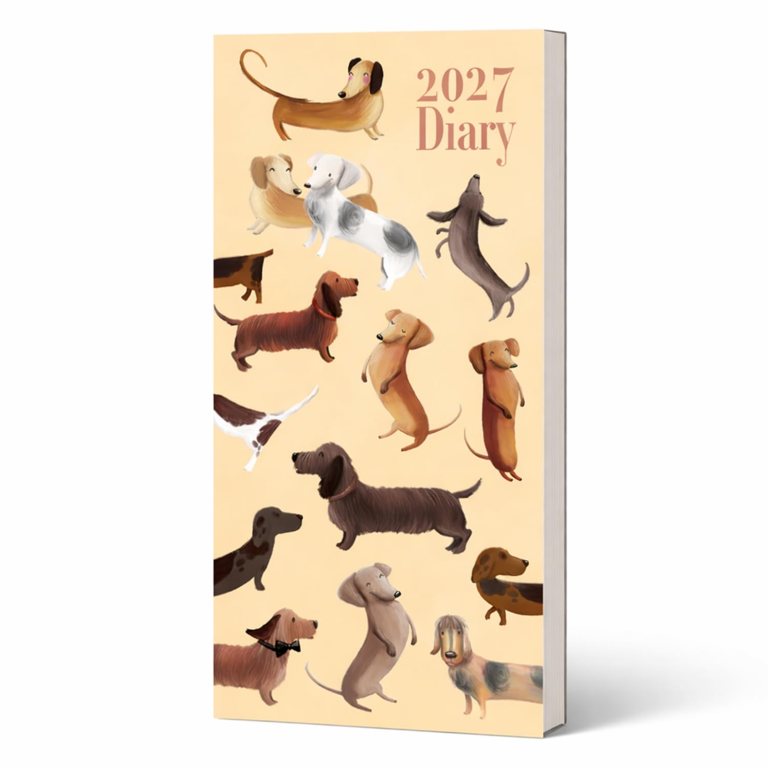 2027 Pocket Diary – Dachshunds Design | Week to View Planner with Ribbon Marker, Hardback Casebound | Slim Portable Organiser