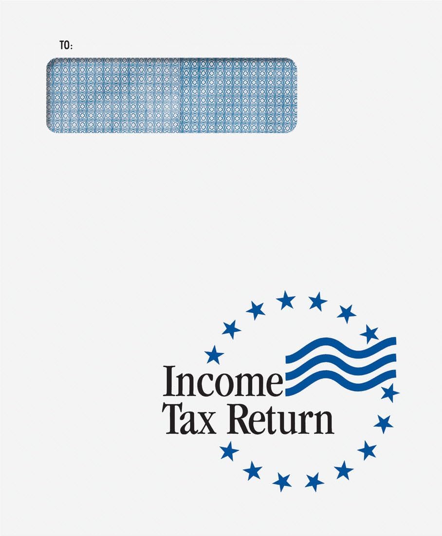 Income Tax Return Window Stars Envelope Peel and Seal Size 9 1/2 x 11 1/2