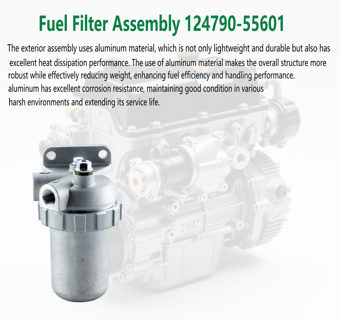 124790-55601 Fuel Strainer Assy,121370-55600,121370-55601 Fuel Filter Assembly Compatible With Yanmar Engine 1GM10, 2GM20, 2GM20F, 2YM15, 3GM30, 3GM30F,3YM20,3YM30