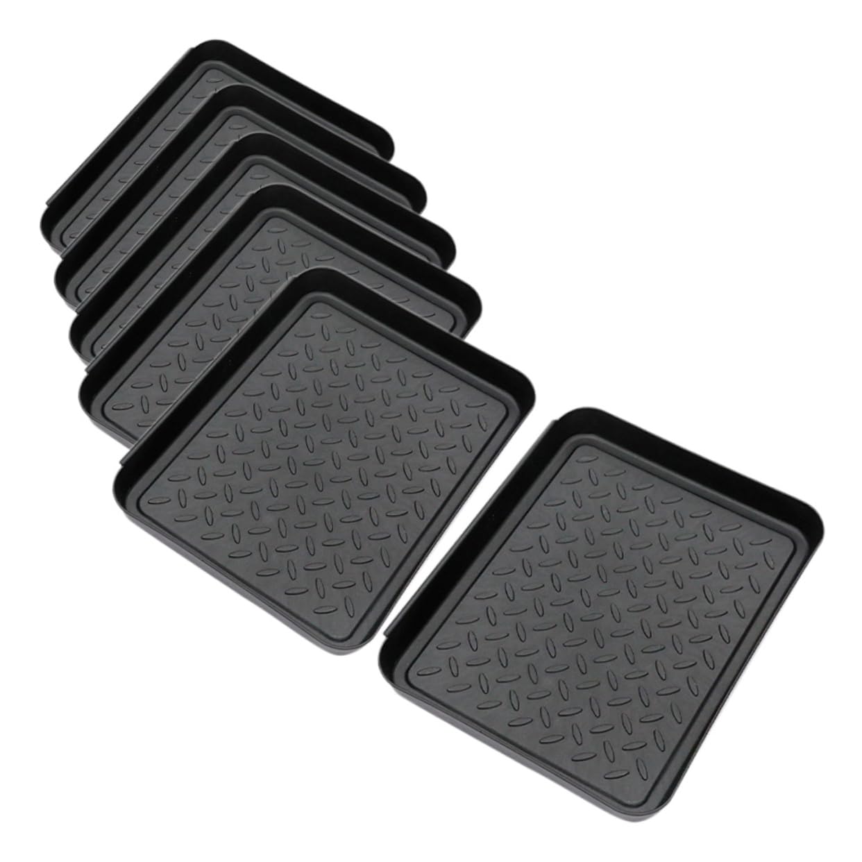 Tapis décoratif et plateau plastique noir pour optimiser l'entrée