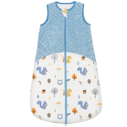 Saco de dormir para bebé, saco de dormir de algodón de 1.5 tog para niños de 0 a 6 meses, manta con cremallera de 2 vías, color azul