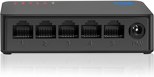 Miniatura 7 de Interruptor de red Gigabit de 5 puertos, interruptor portátil  Plug & Play  Carcasa sin ventilador, negro, para el hogar, oficina, interruptores