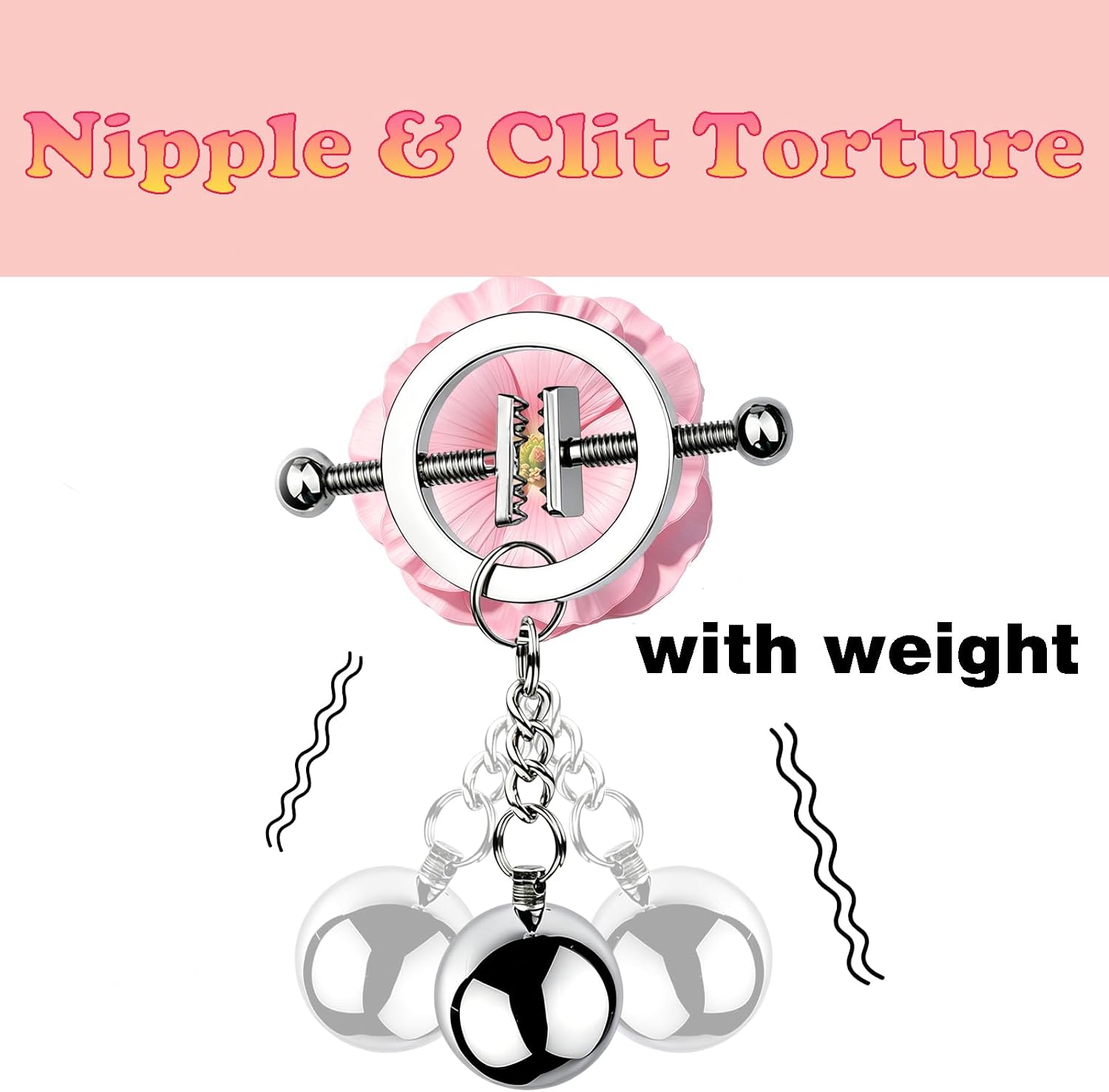 Metal Clitorist Clamp Female Clit Clamp Stainless Steel Pussy Clamps with Ball Weights Nipple Rings Non Piercing Nipple Torture SM Bondage Gear BDSM Adult Sex Toys for Women Lesbian Couples 2 PCS