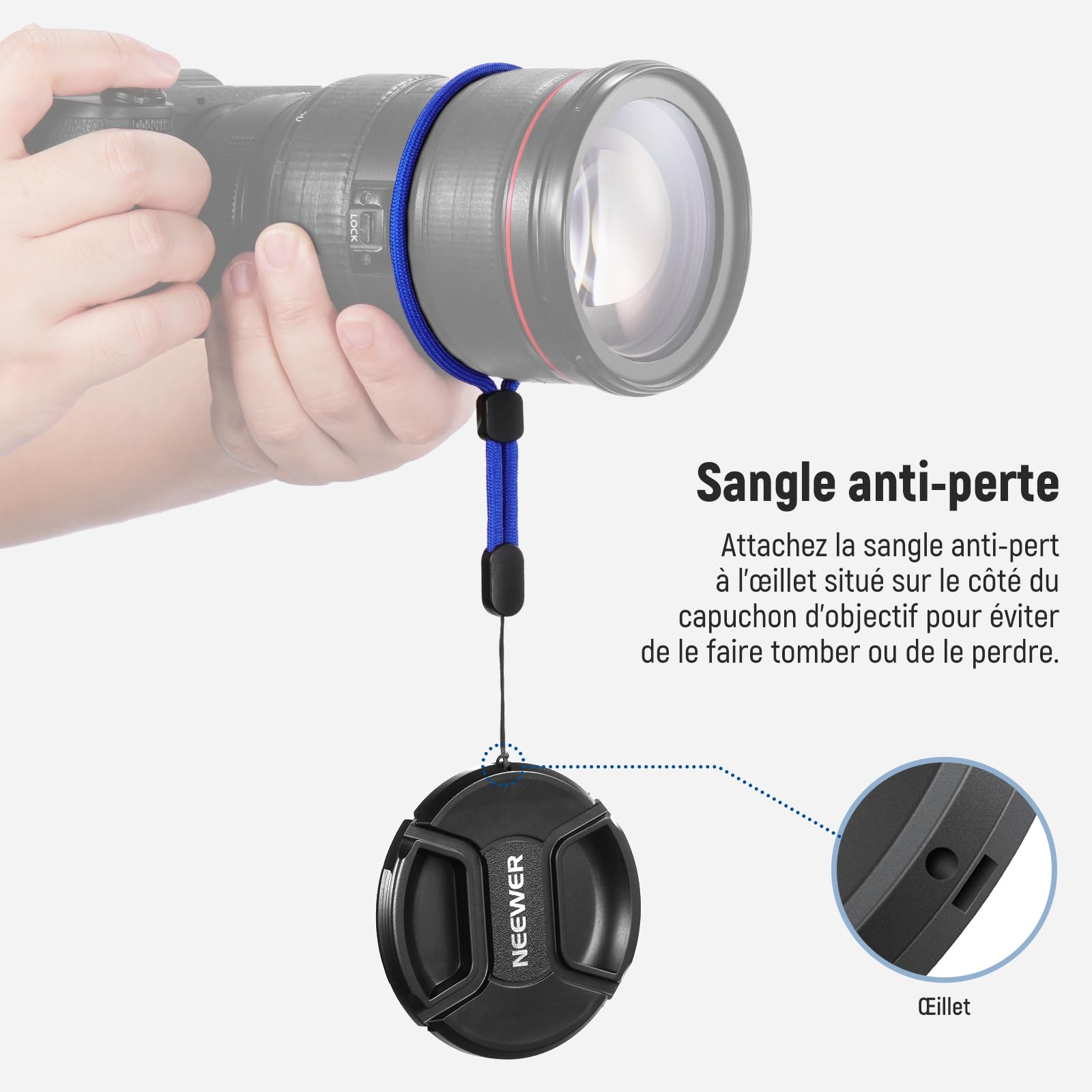 Neewer Lot de 2 Bouchons d'objectif de 55 mm avec Sangle | FindTheDeal Neewer Lot de 2 Bouchons d'objectif de 55 mm avec Sangle | FindTheDeal