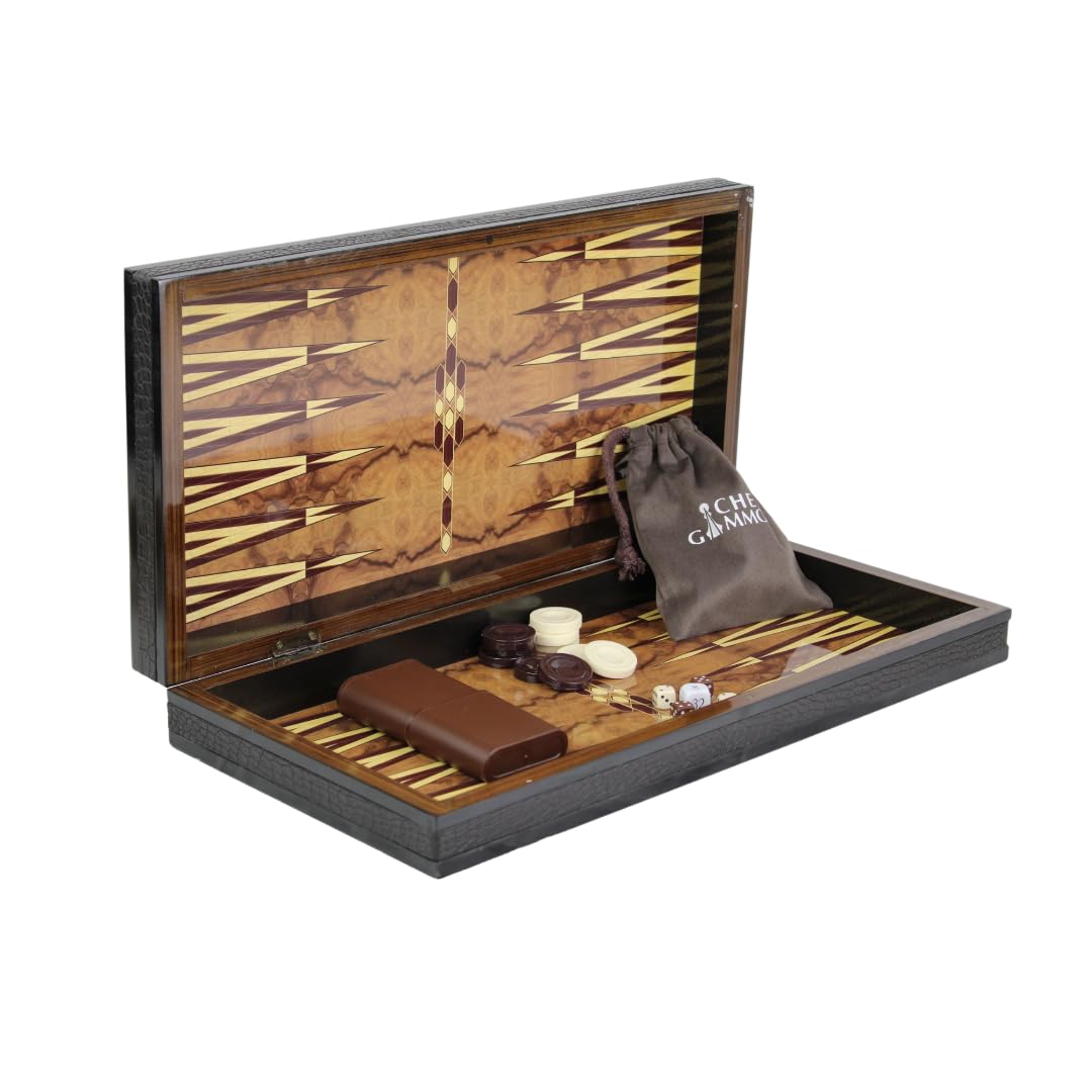 Ensemble de backgammon en bois Khatam de 50,8 cm