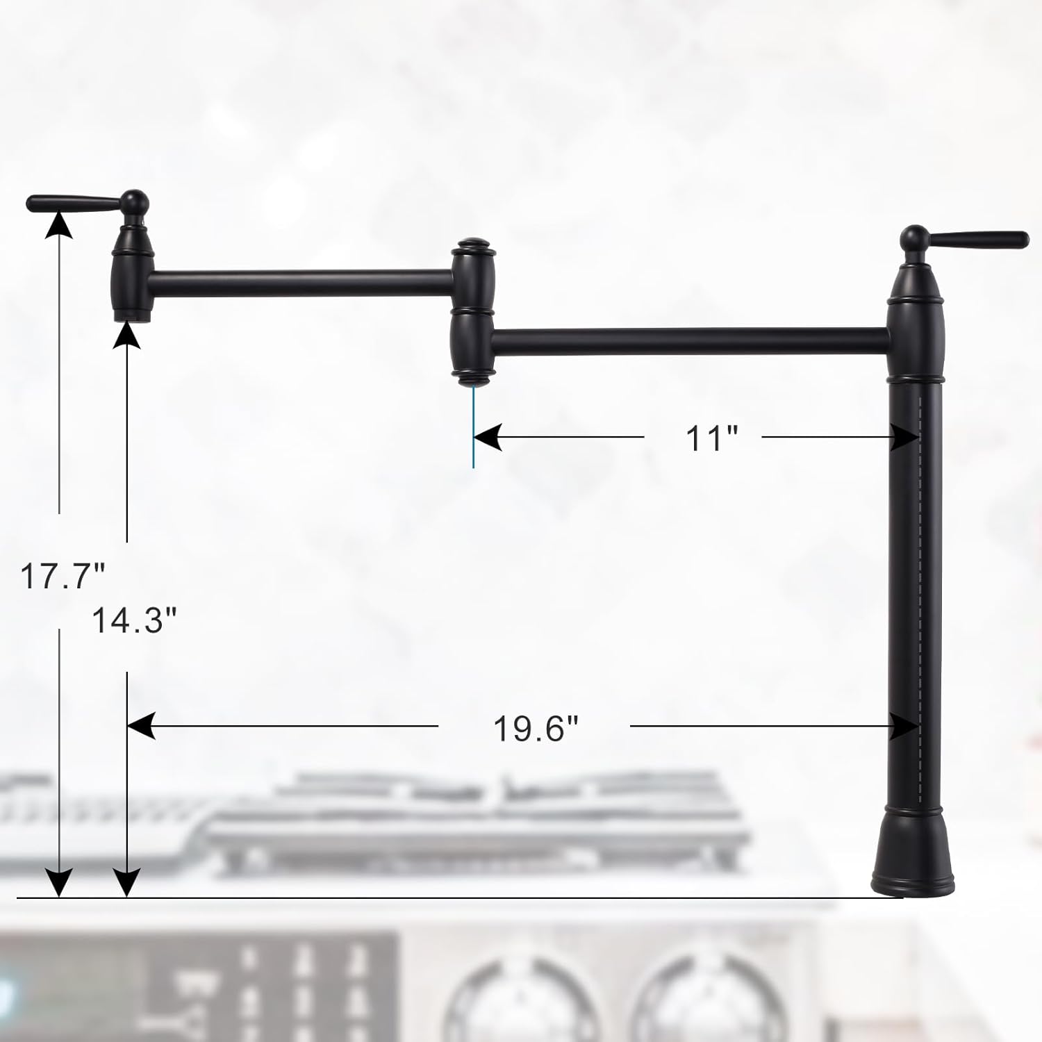 Brushed Nickel Double Handle Deck Mount Pot Filler Faucet