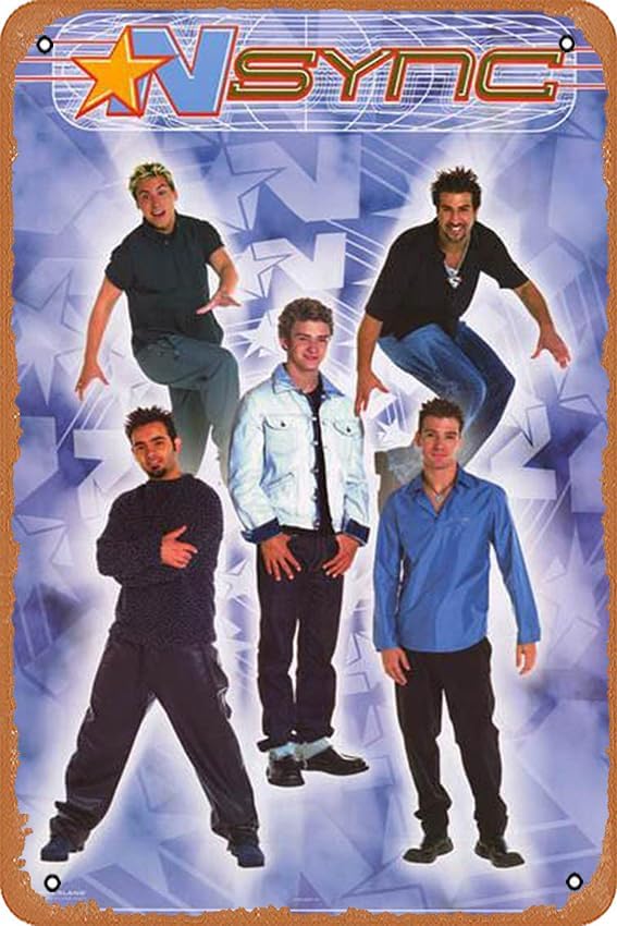 Cartel de metal de NSYNC Hangin' Justin Timberlake Orig 2000, cartel de metal de estaño, 8 x 12 pulgadas