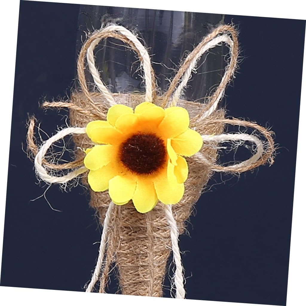 Creative Sunflower Glass Wine Goblets with Hemp Rope Handmade Decorative Glasses for Wedding Party Household Wine Drinking Cups with Premium Glass Material