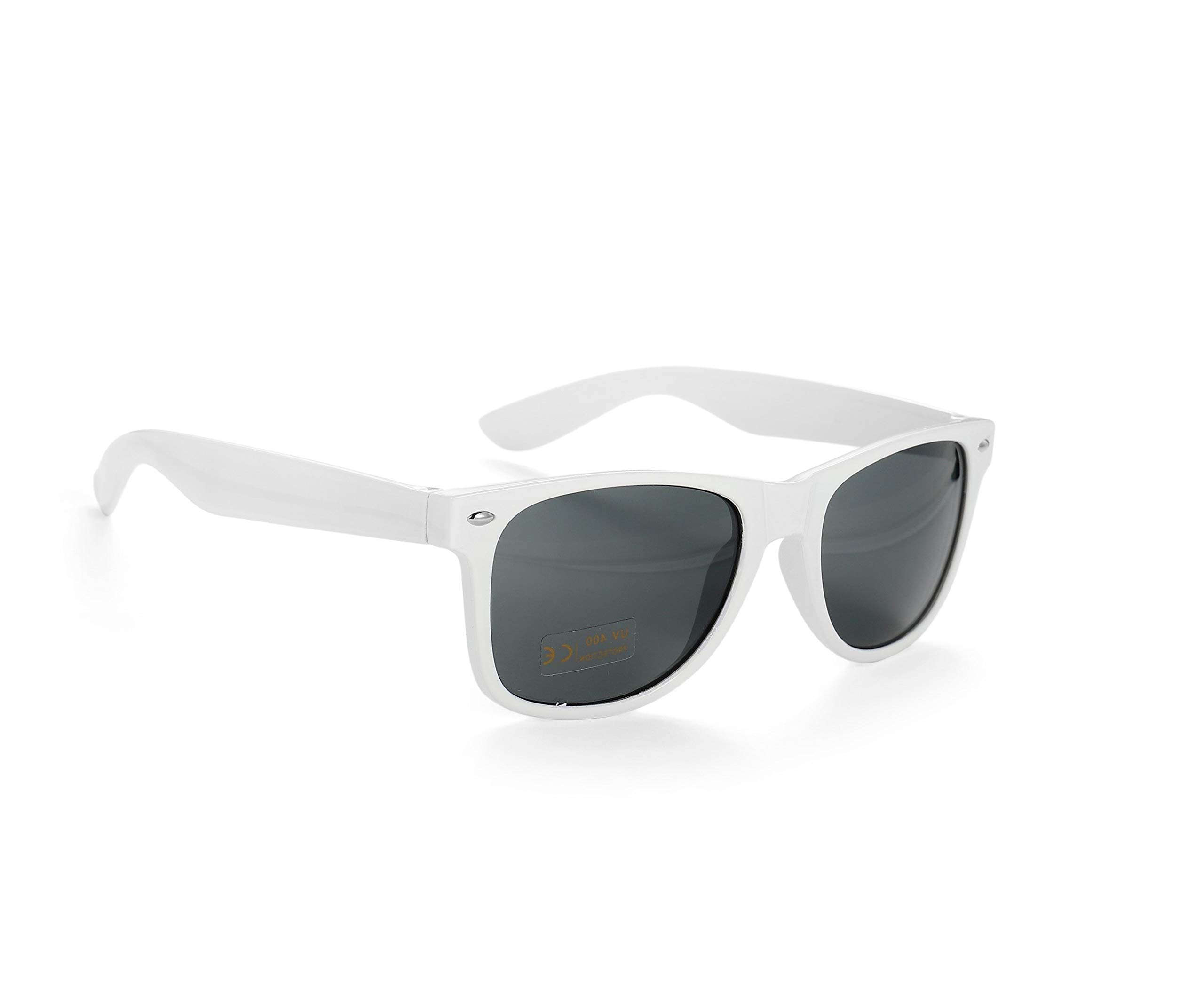 Komonee Drifter White Sunglasses Set With Soft Case and Cleaning Cloth Classic Style Retro Sun Shades UV400 Protection Unisex For Men Women Sports