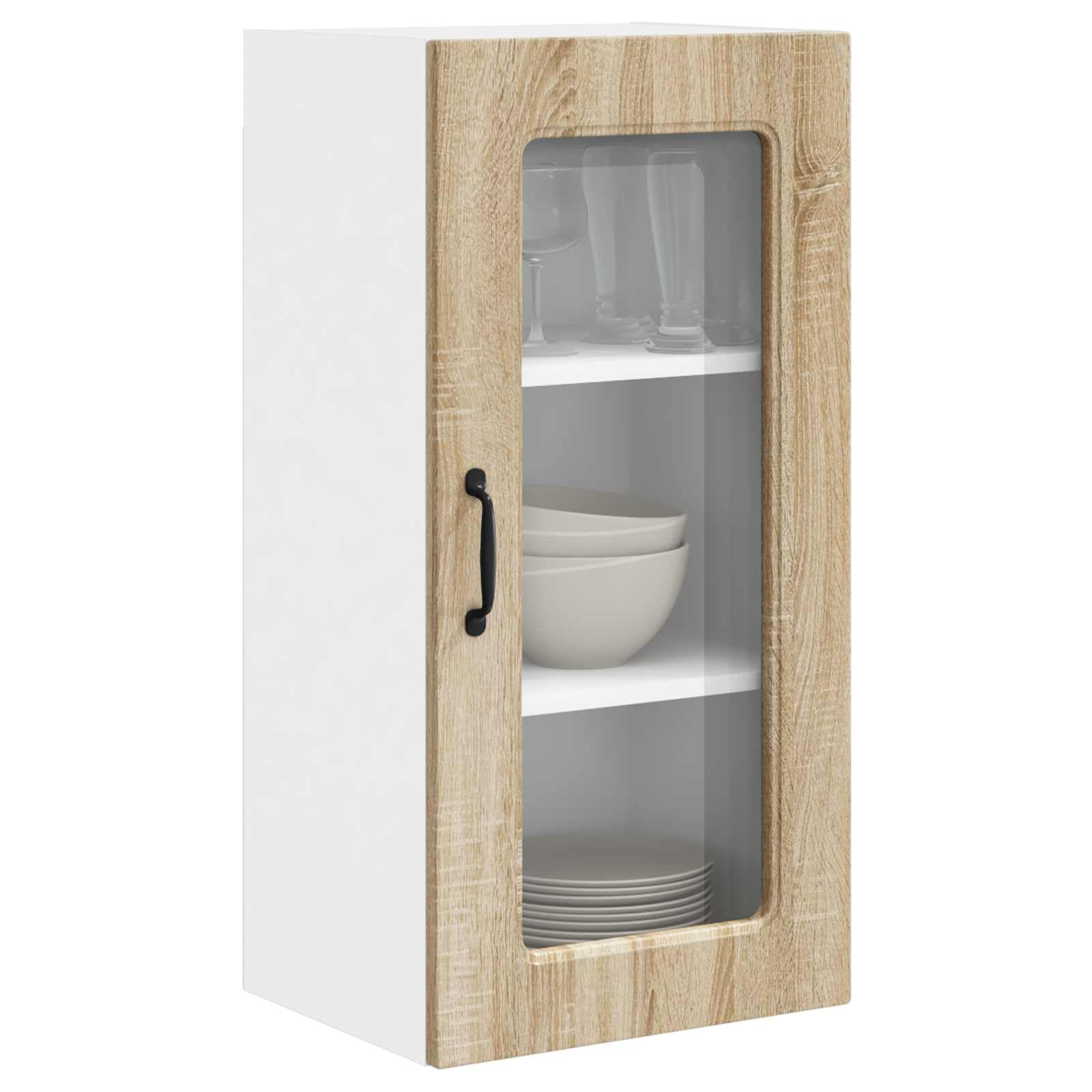 Kalmar Armoire de cuisine suspendue en chêne Sonoma - Meuble de cuisine moderne en bois - Armoire murale avec espace de rangement - 40 x 31 x 80 cm - Meuble de cuisine polyvalent