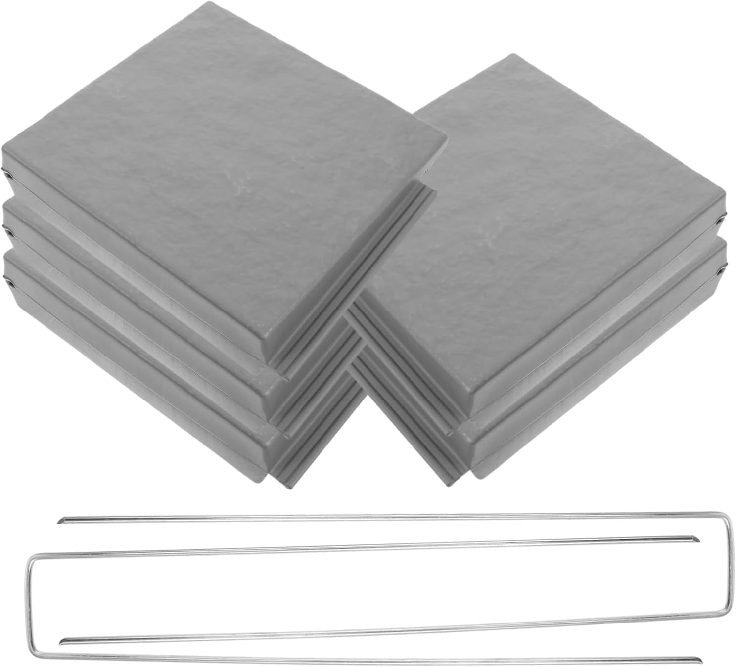 POPETPOP 5pcs Garden Edging Fence Weather Resistant Plastic Lawn Border Edging with Imitation Stone Effect Anchoring Spikes for Creative Landscaping Flower Bed Enhancement