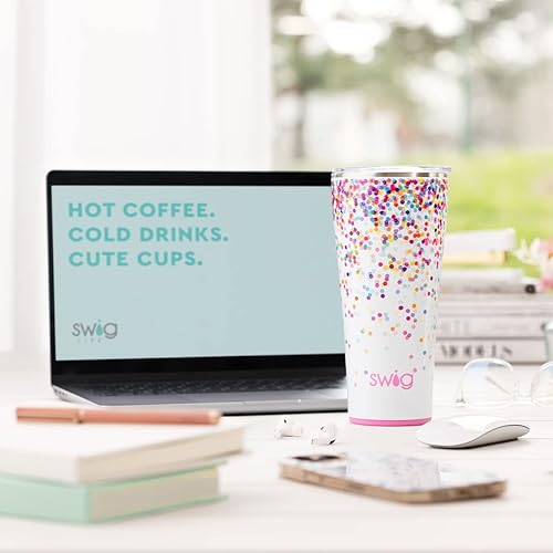 Miniatura 6 de Swig Life Primrose XL - Juego de taza de viaje de 22 onzas con asa y tapa + vaso con triple aislamiento de 32 onzas con tapa, acero inoxidable, apto