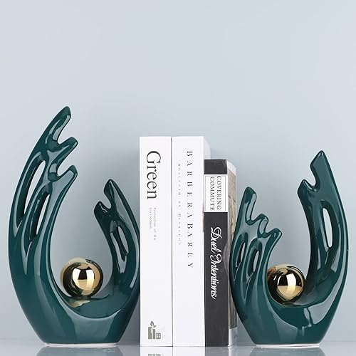 Miniatura 66 de XMGZQ Estatuas y esculturas abstractas de cerámica, estatuas de cerámica de arte naranja y dorado, decoración moderna del hogar para sala de estar