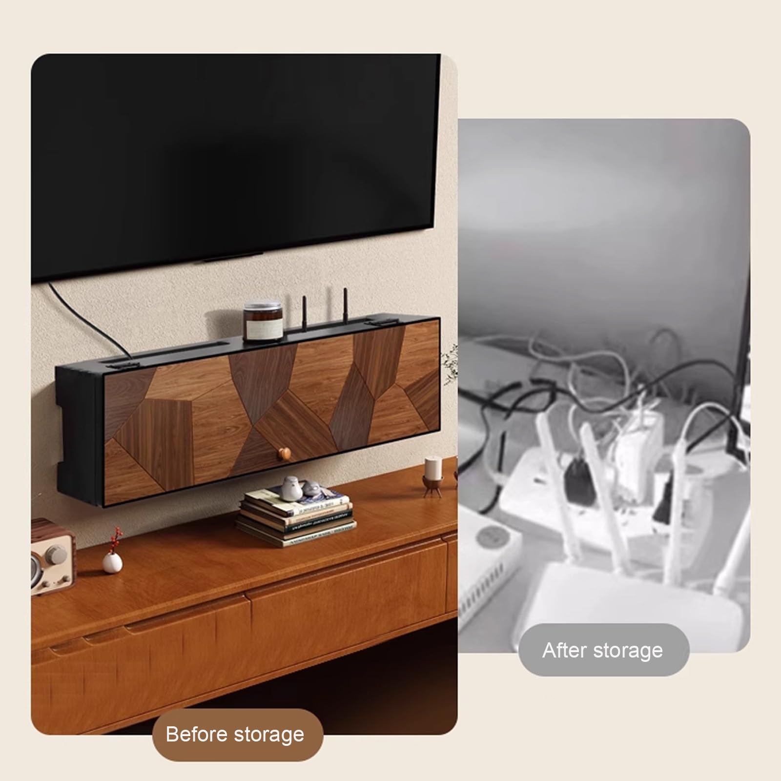 WiFi Router Schrank Aufbewahrungsbox, Router Box Verstecken, WiFi-Aufbewahrungsregal, Kabelmanagement-Organizer, für Schlafzimmer, Wohnzimmer, Büros(60cm/23.6in)