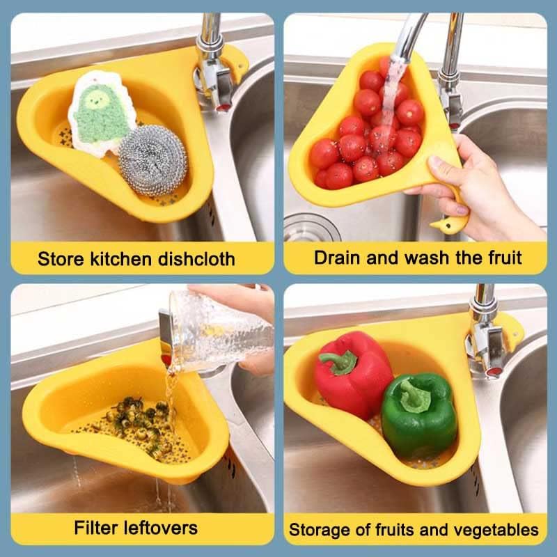 4 Pieces Swan Shape Sink Strainer for Kitchen Sink Triangular Corner Kitchen Sink Strainer Punch-Free Multifunctional Sink Basket for Kitchen(4pcs color)