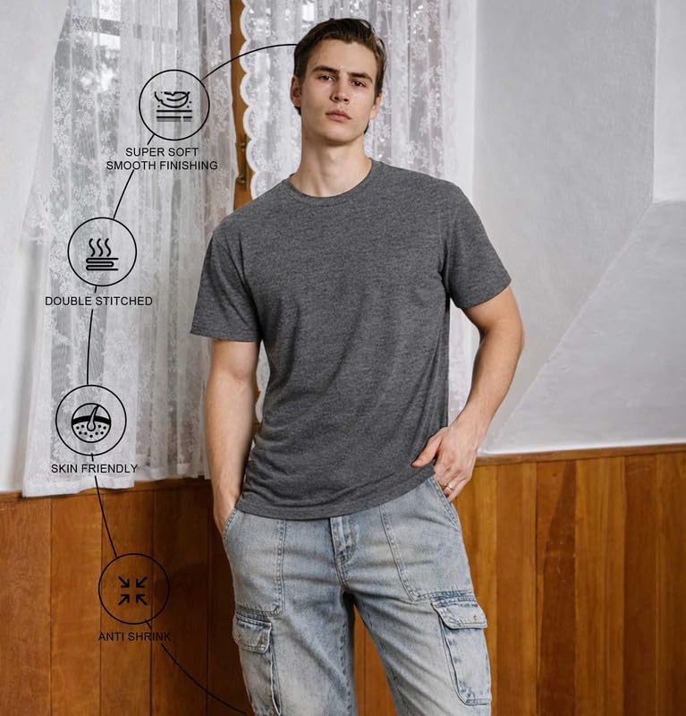Image of Sleepynuts Men's Regular Fit Round Neck Half Sleeves Solid Casual Wear T-Shirt