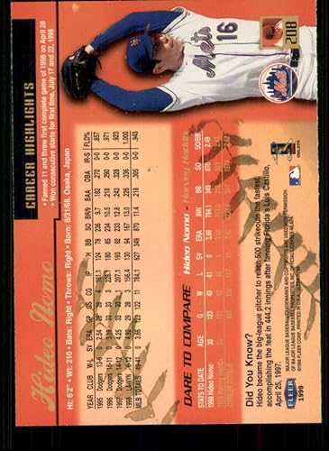 Miniatura 2 de Baseball MLB 1999 Fleer Ultra #208 Hideo Nomo EX+ Mets