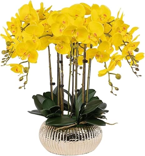 XDLEDMKIZ Elegant Fake Flowers Orchid Artificial Flowers Floral Arrangement for Wedding Centerpieces Bouquets Table Decorations