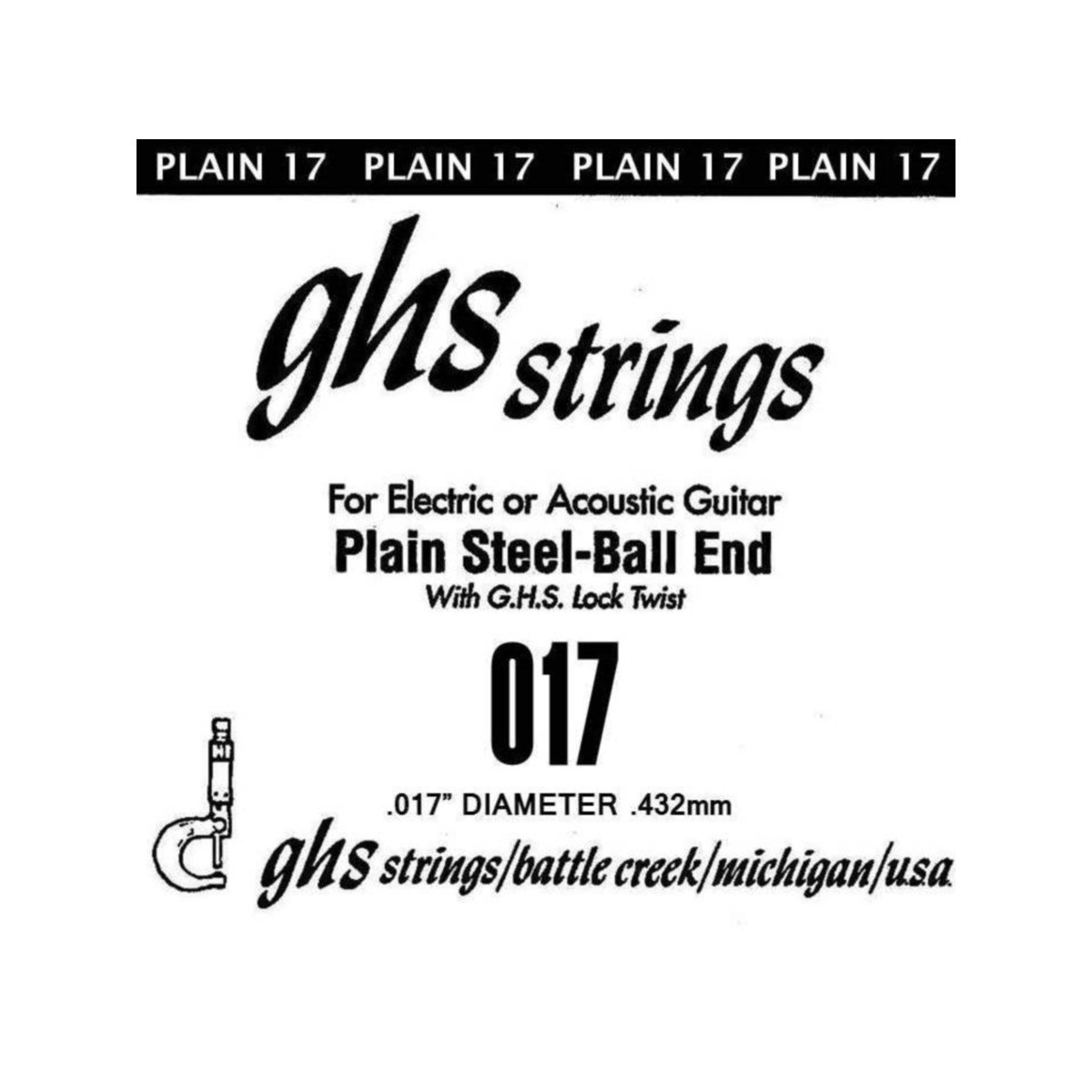 GHS Strings GHS Plain Steel Guitar Single String .017 Amazon.in