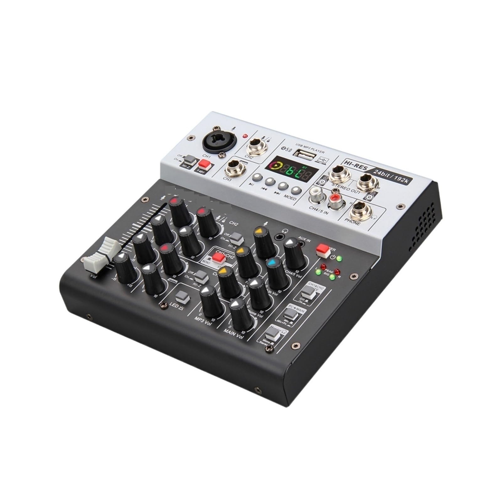 Mezclador de audio, Tarjeta de sonido con interfaz monitorización, calidad estudio, 24 bits, 192kHz, 5.0 BT, for PC, grabación en vivo guitarra eléctrica y canto