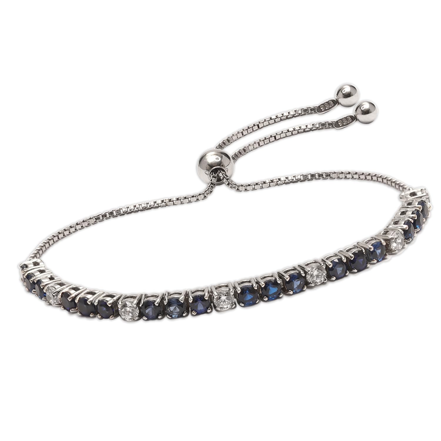 LeCalla 925 Sterling Silver Sliding Bolo Bracelet for Women | BIS Hallmarked Blue Sapphire and Cubic Zirconia Tennis Bracelet (B0D8Q1J2YZ) Amazon Price History, Amazon Price Tracker