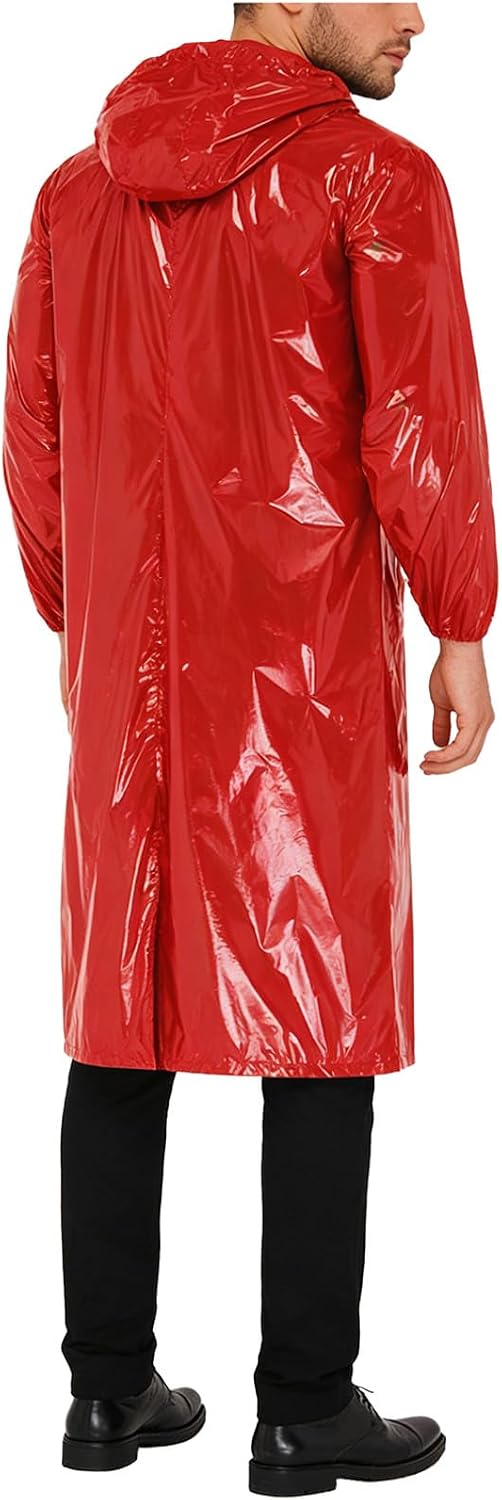 ranrann Adult Waterproof Jacket for Men Hooded Rain Poncho Welding Suits Knee Length Overcoat Workwear Jacket