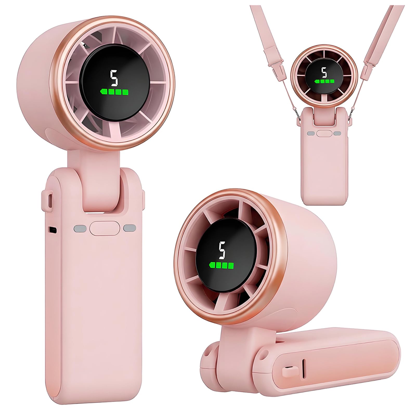 Photo 1 of KIMWIND Portable Handheld Turbo Fan, 5 Gear Wind, Battery Operated, Up to 13 Working Hours Rechargeable Fan, 3 IN 1 Hand Fans with Air Turbo Tech Cooling Fan for for Travel, Beach, Outdoor - Pink