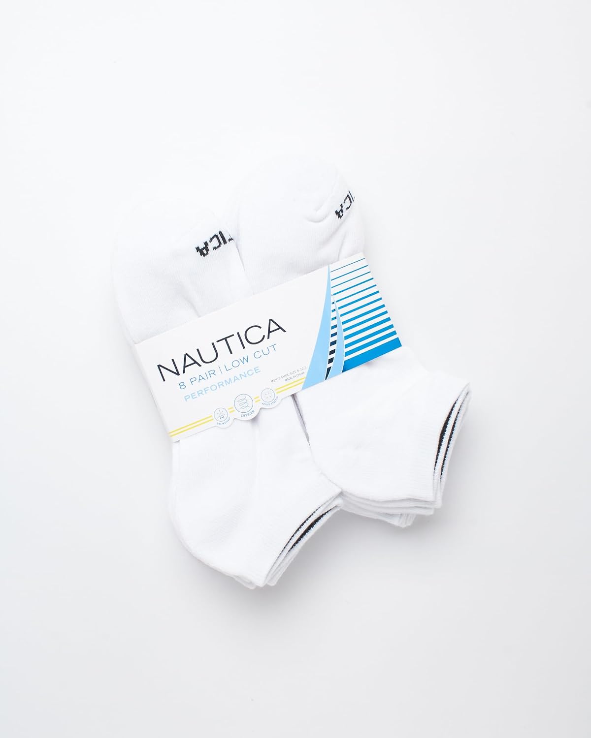Nautica Mens Low Cut Socks - 8 Pack Soft Stretch Cushioned Athletic Ankle Socks for Men for Sports and Running (Size 6-12.5)