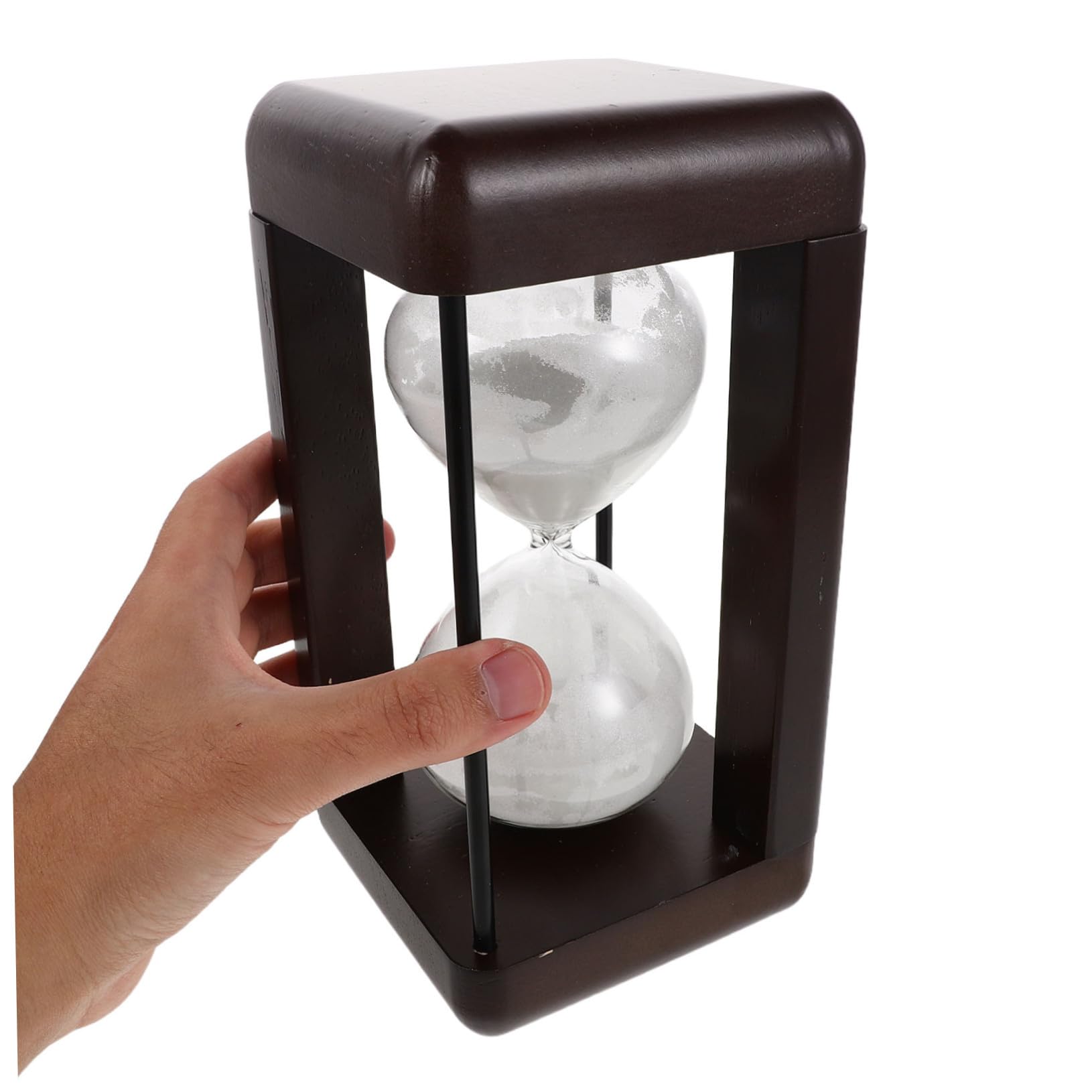 Clessidra Timer Retrò in Legno e Vetro, 60 Minuti Bianca