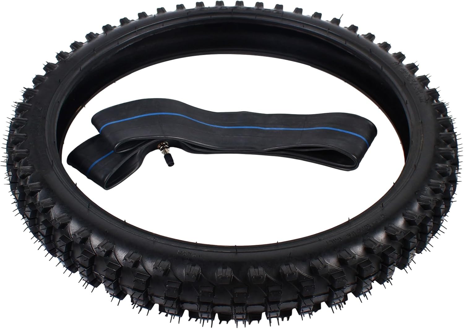 Front tire with folded inner tube inside