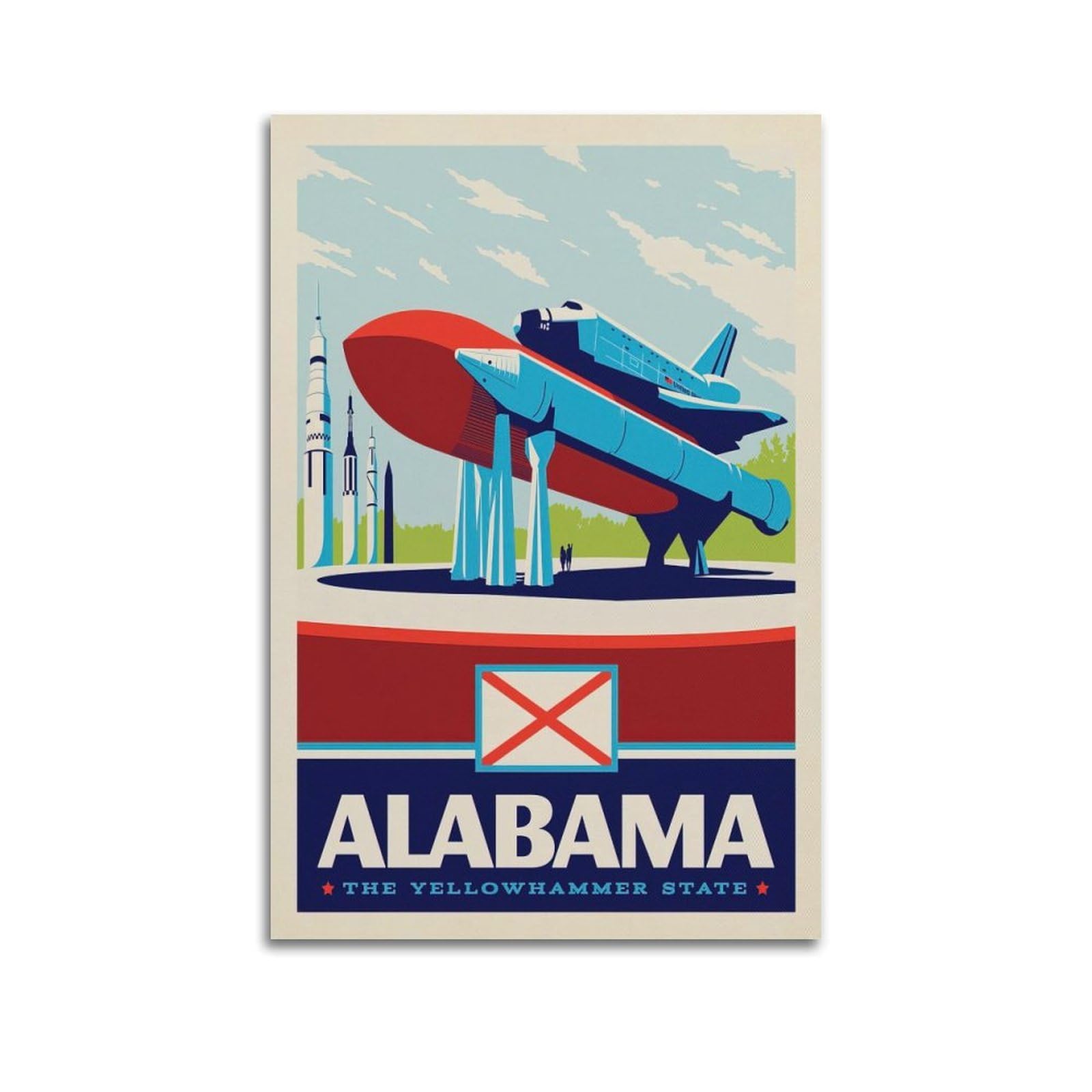 DLJGDS Vintage Travel Posters Alabama State Pride Decorative Painting Canvas Wall Posters And Modern Family Bedroom Decor 24x36inch(60x90cm)
