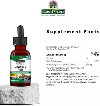 Nature's Answer Licorice Root Liquid Supplement 1 Fluid Ounce | Daily Digestion Support | Natural Immune Booster | Promotes Healthy Lungs