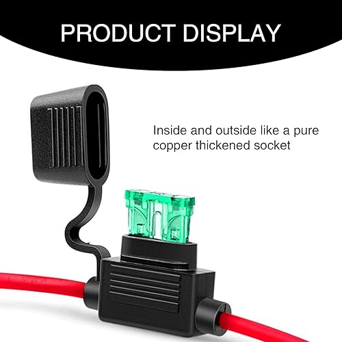 Miniatura 6 de 5 adaptadores de protección para portafusibles de automóvil, 12 AWG IP68, resistente al agua, portafusibles de metal ABS con fusible ATCATO de 30 A,