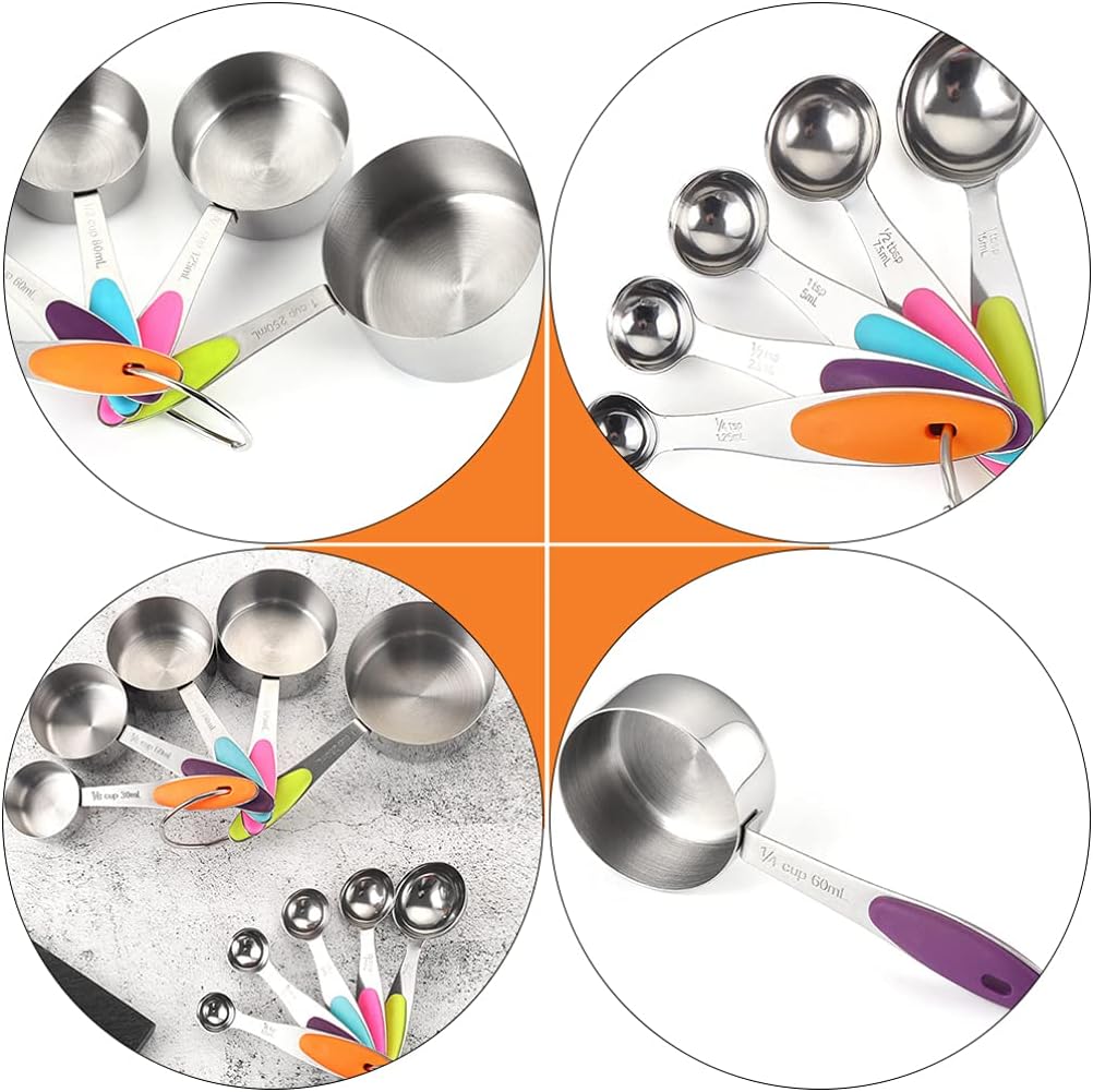 Cabilock 10pcs Stackable Measuring Spoons and Cups Baking Tools for Precise Liquid and Dry Ingredient Measurement Space-saving Design Scales
