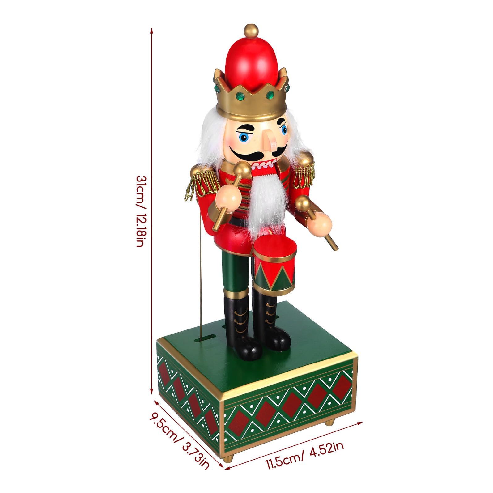 LABRIMP Caja de Adorno de Navidad 32 CM Madera Mecanismo de Cuerda Decoración Festiva para Fiestas Navideñas