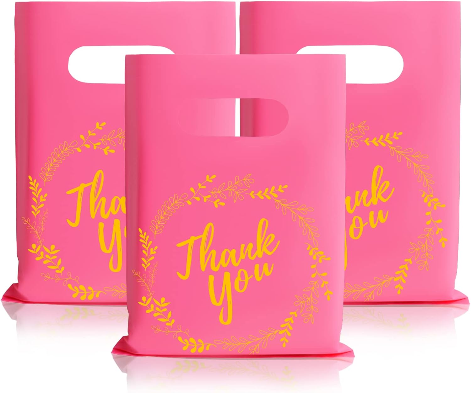 Party Favor Bags 100 Pcs, Thank You Bags for Small Business, Thicked Goodie Bags for Kids, Plastic Gift Bags for Party Favors, Goody Bags for Birthday, Easter, Christmas, Wedding, 6 x 8 Inch, Pink