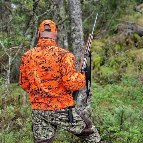 Full mundur Outdoorjacke, Orange Camo Jagdjacke, Wanderjacke, leichte Übergangsjacke, winddichte Jacke, wasserdichte Regenjacke, atmungsaktive Funktionsjacke mit abnehmbarer Kapuze für Herren
