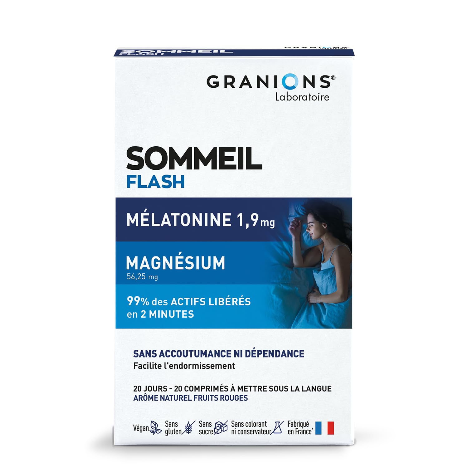 Granions - Sommeil Flash - Melatonine 1,9 mg - Sommeil Rapide - 20 Cps