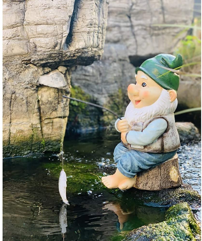 Krasnal wędkarski ogrodowa statuetka ogród na zewnątrz trawnik ozdoba dekoracja