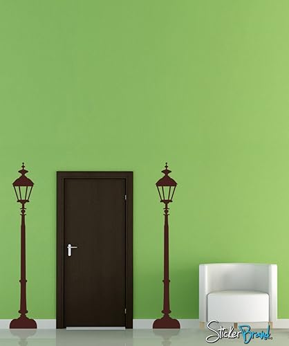 Miniatura 1 de Calcomanía de pared con tema urbano, par de lámparas de calle, decoración de pared para el hogar, 6 pies de alto, luces de calle (color negro)