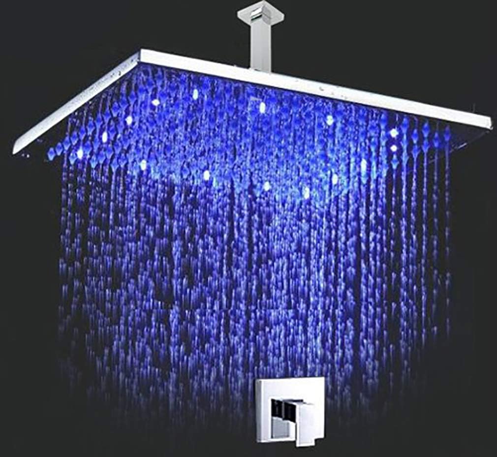 Cascada Bathroom Shower Set with 16” Rainfall Square LED Shower Head with Shower Arm and a