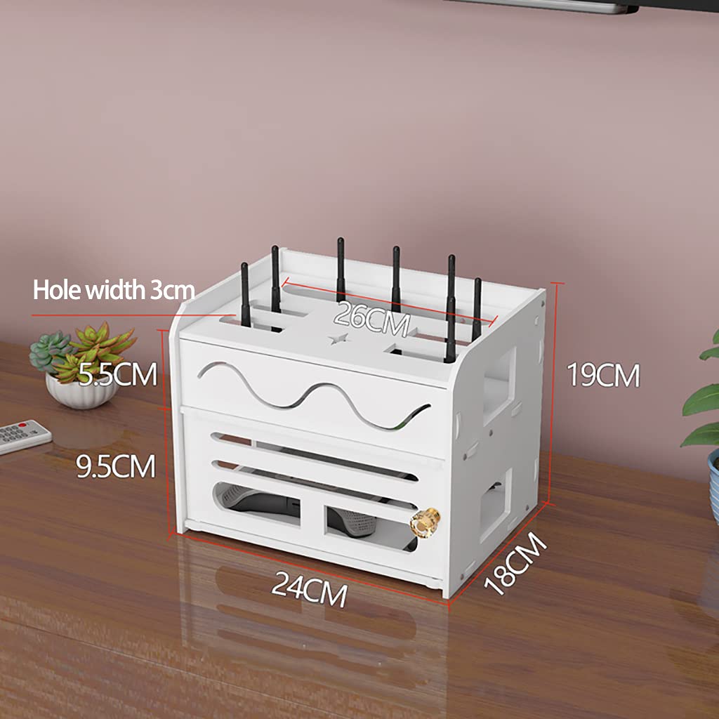 Pudełko do zarządzania kablami PVC Router WiFi Ornizer Set Top Box Rozwiązanie do przechowywania Biały Wiele rozmiarów (24 x 18 x 19 cm) Uporządkuj kable i ulepsz wystrój domu