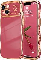 Vista 65 de LCHULLE Funda para iPhone Air para mujeres y niñas, lindo marco ondulado con forma rizada con patrón de corazón de amor, cubierta de protección