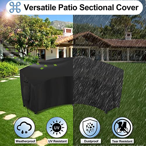 Outdoorlines Waterproof Curved Outdoor Sectional Cover - Uv Resistant Windproof Patio Sectional Sofa Covers For Deck, Lawn And Backyard, Heavy Duty Furniture Covers (120Lx36Dx38Hx82Fl, Black) #TOP3