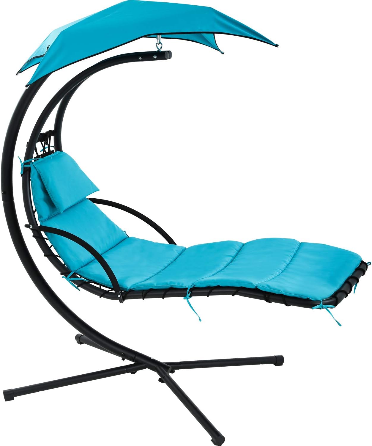Patio Chair Hammock Stand Outdoor Chair Swings for Adults Hanging Chaise Lounger Chair Floating Chaise Canopy Swing Arc Stand Air Porch Lounge Chair for Patio Indoor (Blue)