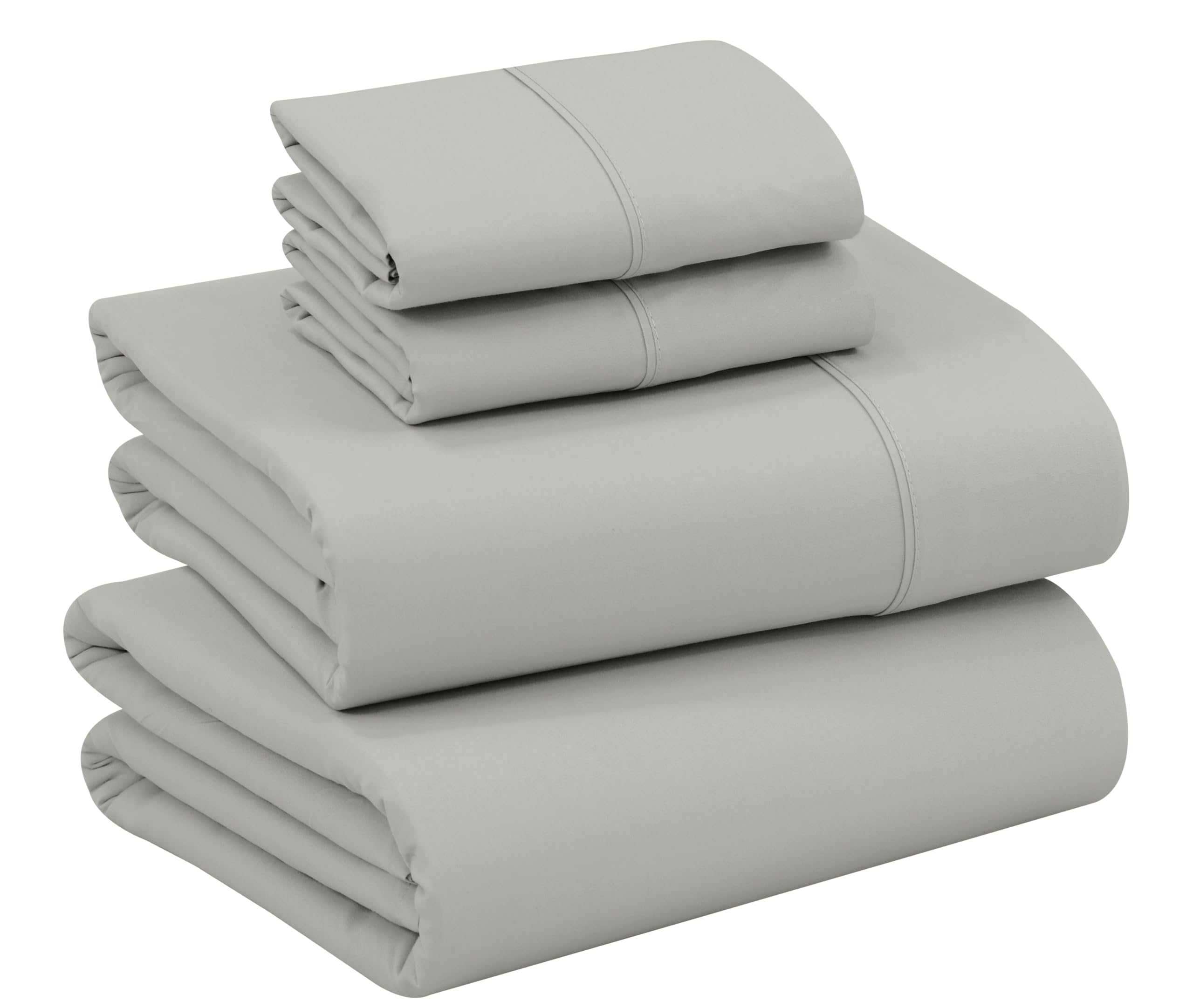 RUVANTI 100% Cotton Percale Sheets, California King, Silver — image 1