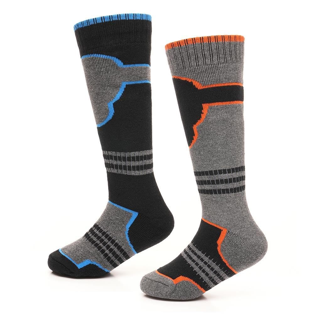 A2Z 4 Kids Premium Boys Thermal Ski Socks for Winter Outdoor Activities Pack Of 2 High - Socks AZ8611 Grey 2 Pack 11-14