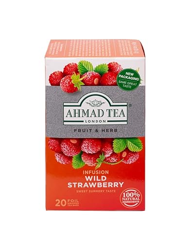 Ahmad Tea Infusiones inglesas de frutas y hierbas, fruta fresca de fresa silvestre y té de hierbas